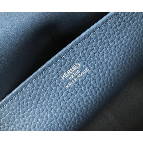 HERM Halzan 31cm Bag In Blue Agate Clemence Leather