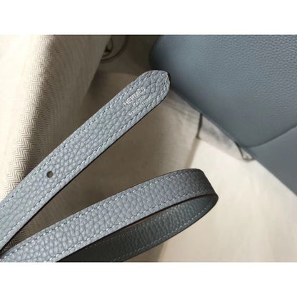 HERM Halzan 31cm Bag In Blue Lin Clemence Leather