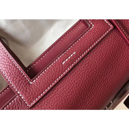 HERM Halzan 31cm Bag In Bordeaux Clemence Leather