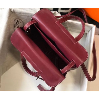 HERM Halzan 31cm Bag In Bordeaux Clemence Leather