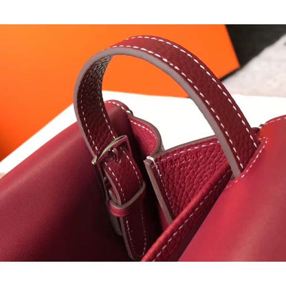 HERM Halzan 31cm Bag In Bordeaux Clemence Leather