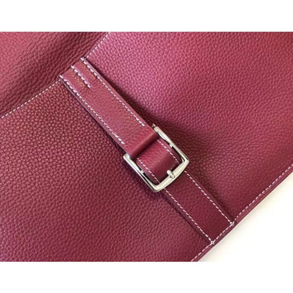HERM Halzan 31cm Bag In Bordeaux Clemence Leather