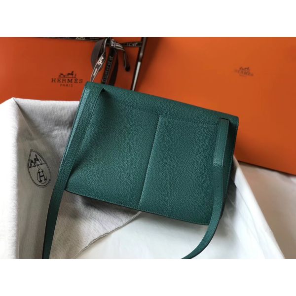 HERM Halzan 31cm Bag In Malachite Clemence Leather