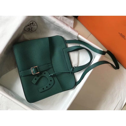 HERM Halzan 31cm Bag In Malachite Clemence Leather