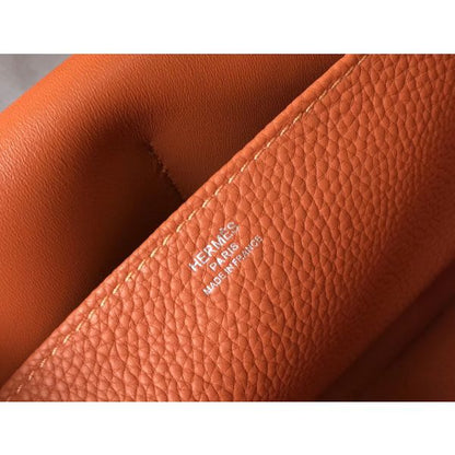 HERM Halzan 31cm Bag In Orange Clemence Leather