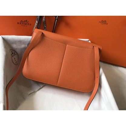 HERM Halzan 31cm Bag In Orange Clemence Leather