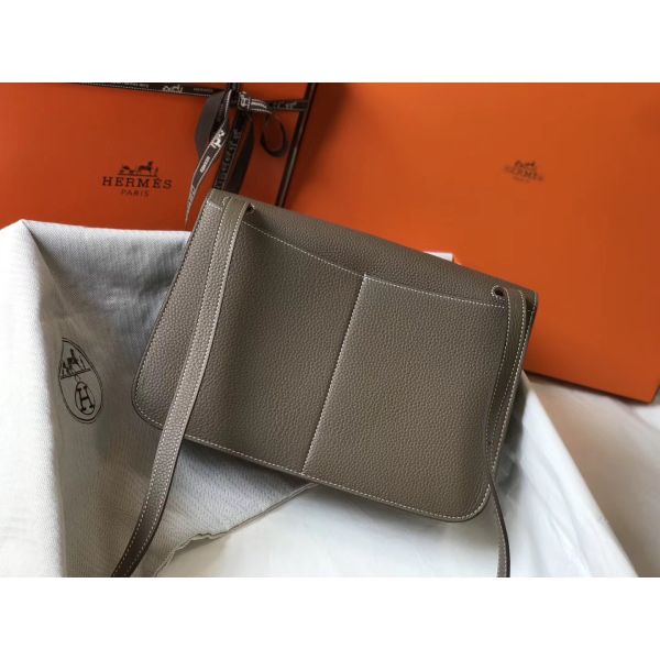 HERM Halzan 31cm Bag In Taupe Clemence Leather