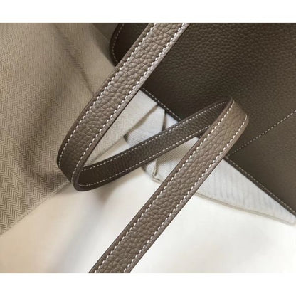 HERM Halzan 31cm Bag In Taupe Clemence Leather