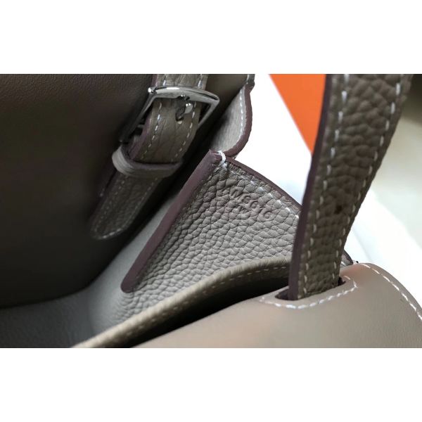 HERM Halzan 31cm Bag In Grey Clemence Leather