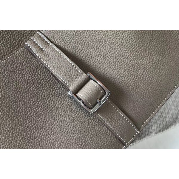 HERM Halzan 31cm Bag In Grey Clemence Leather
