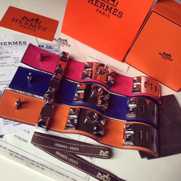 HERM Blue Epsom Collier de Chien Bracelet Size S