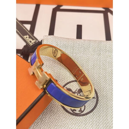 HERM Blue Enamel Clic H Bracelet