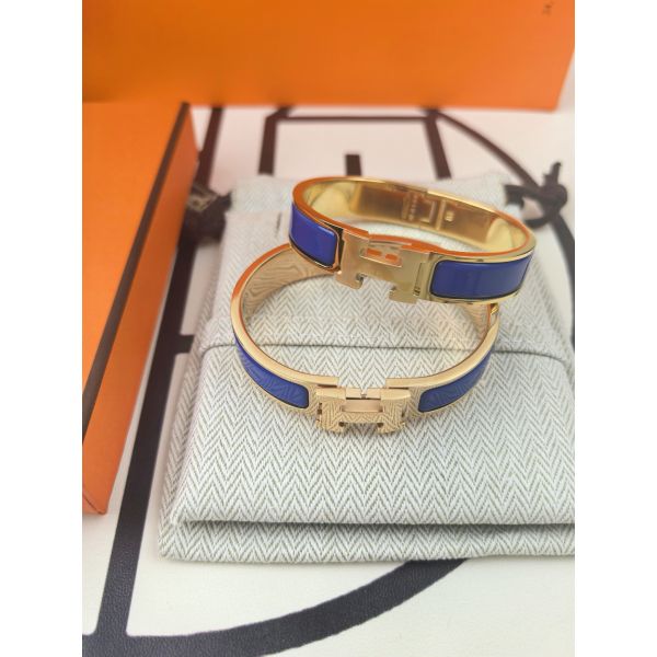 HERM Blue Enamel Clic H Bracelet