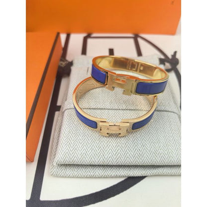 HERM Blue Enamel Clic H Bracelet