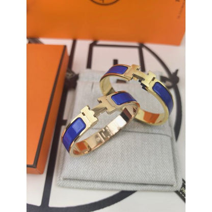 HERM Blue Enamel Clic H Bracelet