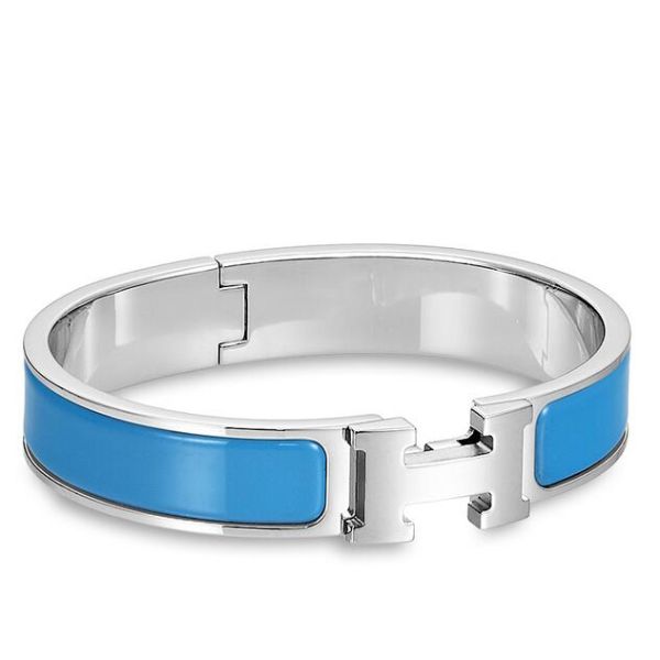 HERM Blue Enamel Clic H PM Bracelet
