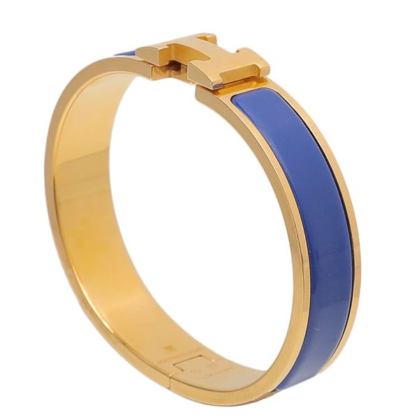 HERM Blue Enamel Clic H Bracelet