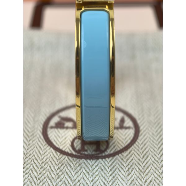 HERM Blue Ciel Enamel Clic H Bracelet