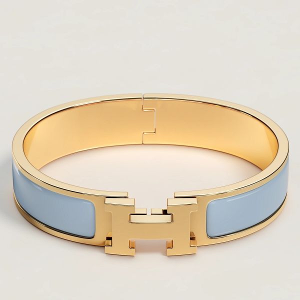 HERM Blue Ciel Enamel Clic H Bracelet