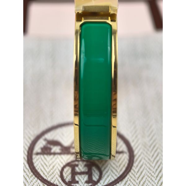 HERM Enamel Green Enamel Clic H Bracelet