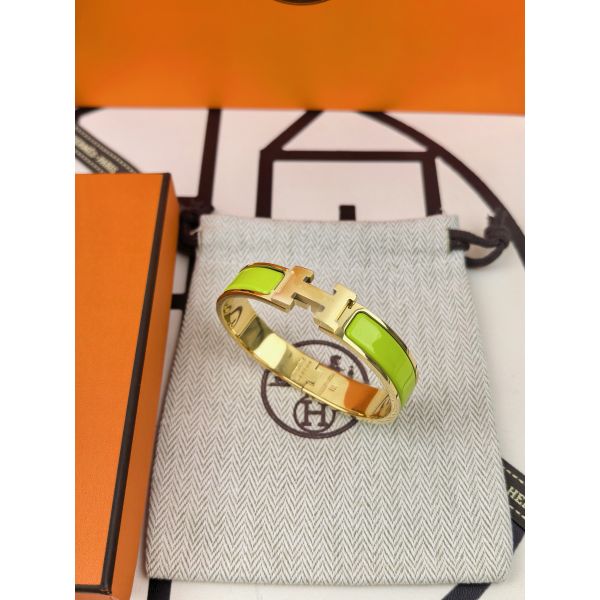 HERM Lime Green Enamel Clic H Bracelet