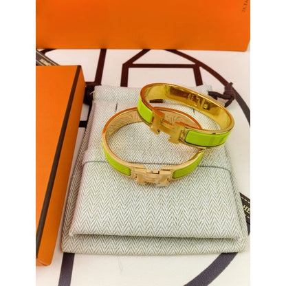 HERM Lime Green Enamel Clic H Bracelet