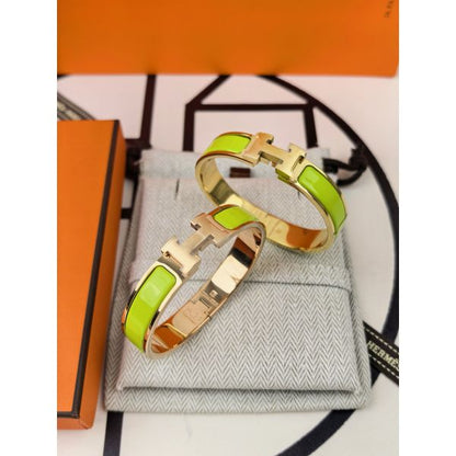 HERM Lime Green Enamel Clic H Bracelet