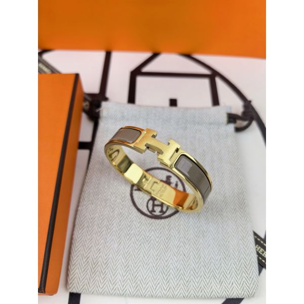 HERM Marron Glace Enamel Clic H Bracelet