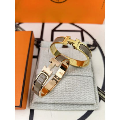 HERM Marron Glace Enamel Clic H Bracelet