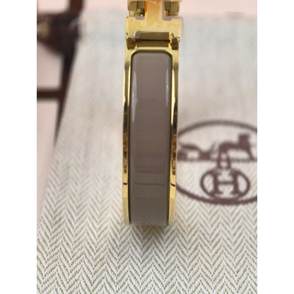 HERM Marron Glace Enamel Clic H Bracelet