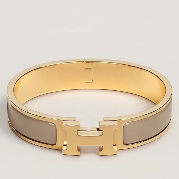 HERM Marron Glace Enamel Clic H Bracelet