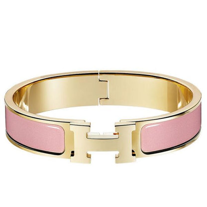 HERM Pink Enamel Clic H PM Bracelet