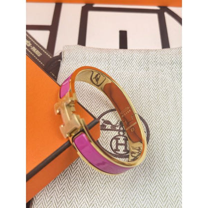 HERM Rose Purple Enamel Clic H Bracelet