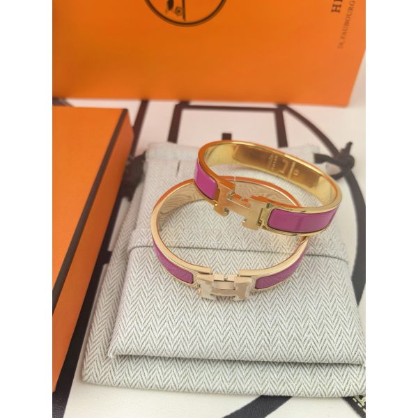 HERM Rose Purple Enamel Clic H Bracelet