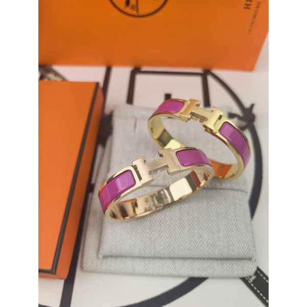 HERM Rose Purple Enamel Clic H Bracelet