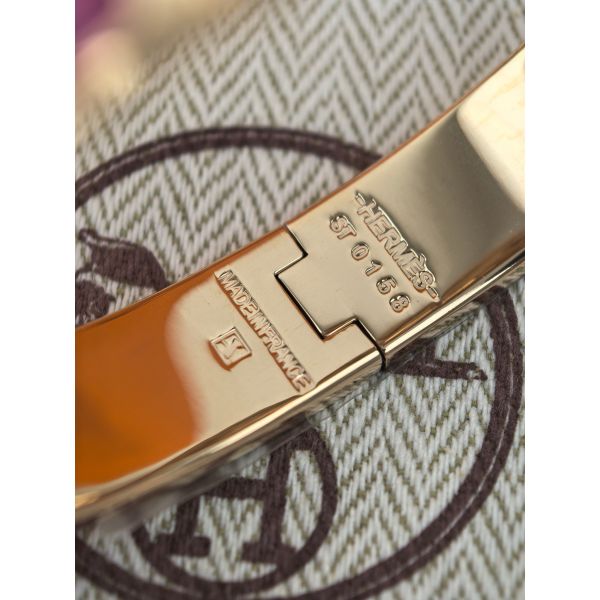 HERM Rose Purple Enamel Clic H Bracelet