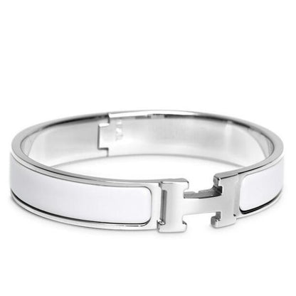 HERM White Enamel Clic H PM Bracelet
