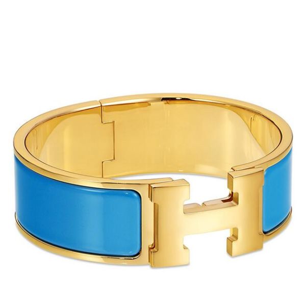 HERM Blue Enamel Clic Clac H PM Bracelet