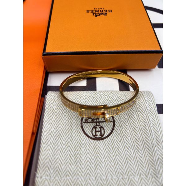 HERM Small Kelly Bracelet with Full Diamonds