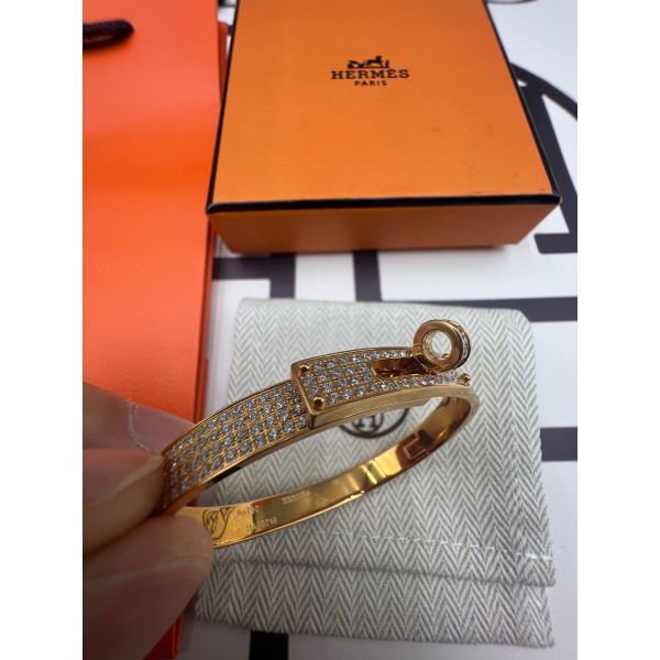 HERM Small Kelly Bracelet with Full Diamonds