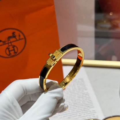 HERM Black Mini Clic Kelly Bracelet