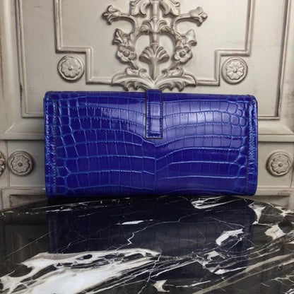 HERM Jige Elan 29 Clutch In Blue Electric Crocodile Leather