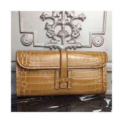 HERM Jige Elan 29 Clutch In Camarel Crocodile Leather