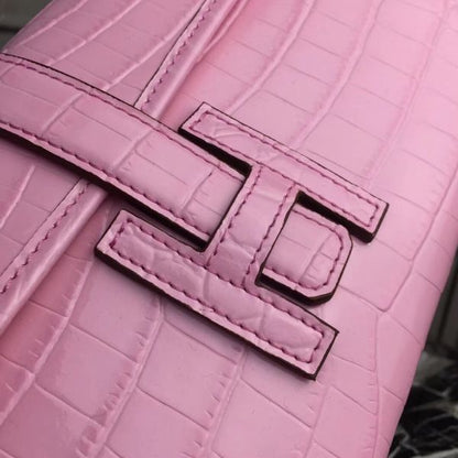 HERM Jige Elan 29 Clutch In Pink Crocodile Leather