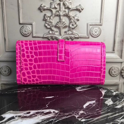 HERM Jige Elan 29 Clutch In Rose Red Crocodile Leather