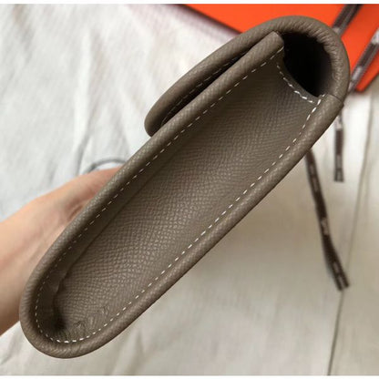 HERM Jige Elan 29 Clutch In Taupe Grey Epsom Leather