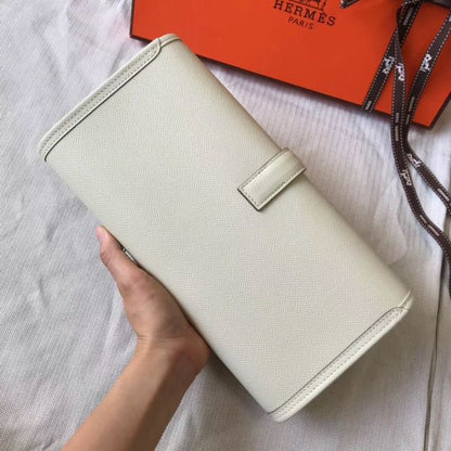 HERM Jige Elan 29 Clutch In White Epsom Leather