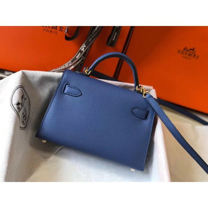 HERM Kelly Mini II Bag In Blue Agate Epsom Leather GHW