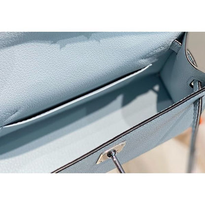 HERM Kelly Mini II Bag In Blue Brume Epsom Leather PHW