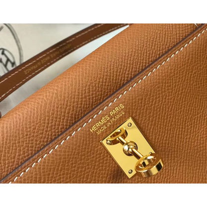 HERM Kelly Mini II Bag In Gold Epsom Leather GHW